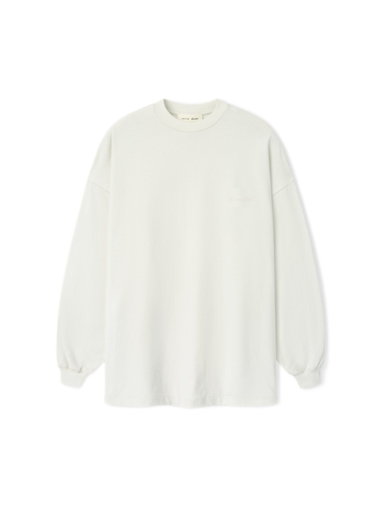 Fear of God Essentials Signature 90s Relaxed Long Sleeve Tee Washed Ivory - Im Your Wardrobe