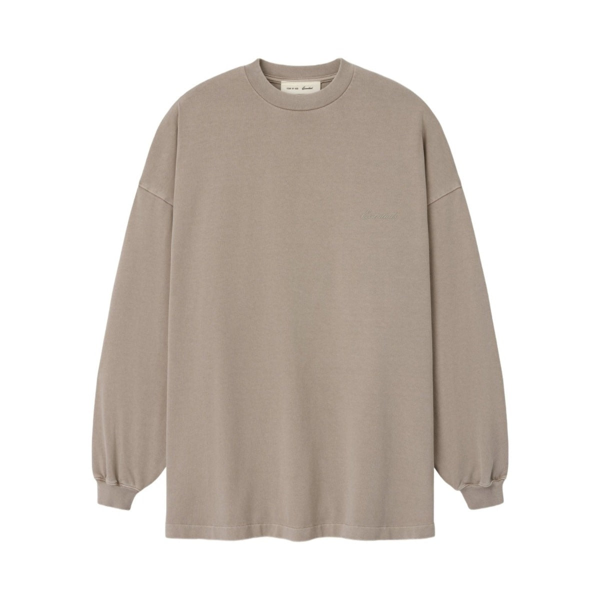 Fear of God Essentials Signature 90s Relaxed Long Sleeve Tee Washed Stone - Im Your Wardrobe