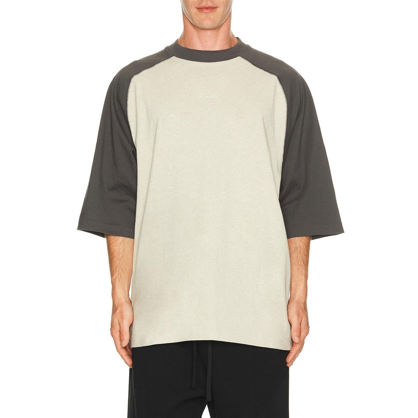 Fear of God Essentials Signature Baseball Tee Heather Stone Iron Grey