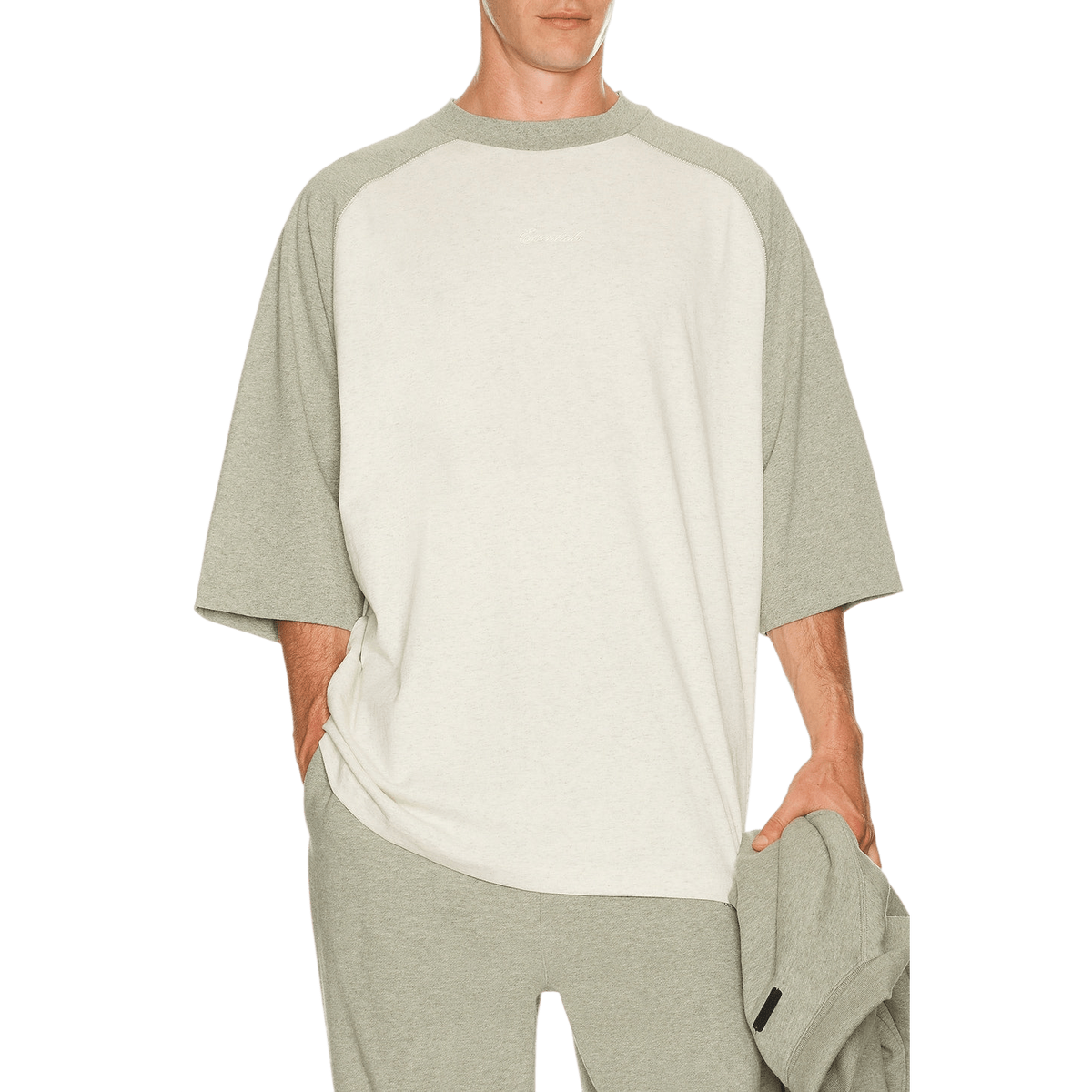 Fear of God Essentials Signature Baseball Tee Oatmeal Concrete Heather - Im Your Wardrobe
