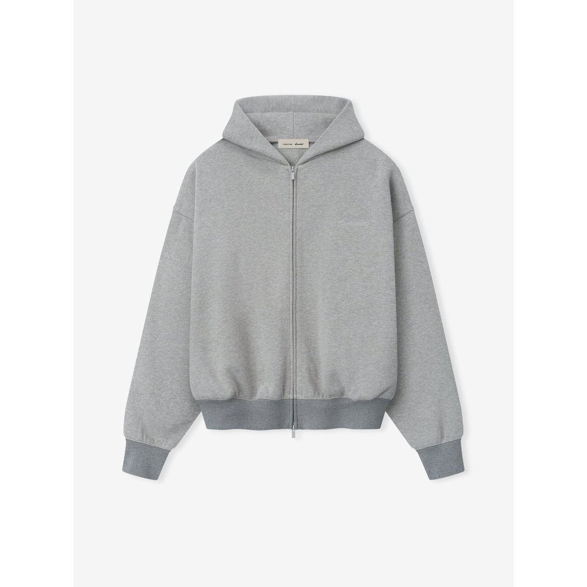 Fear of God Essentials Signature Classic Full Zip Hoodie Concrete Heather - Im Your Wardrobe