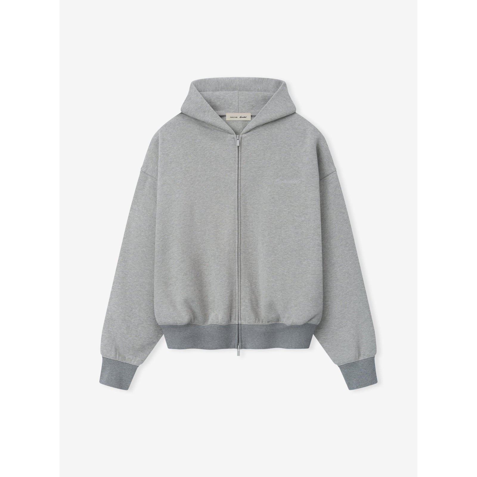 Fear of God Essentials Signature Classic Full Zip Hoodie Concrete Heather - Im Your Wardrobe