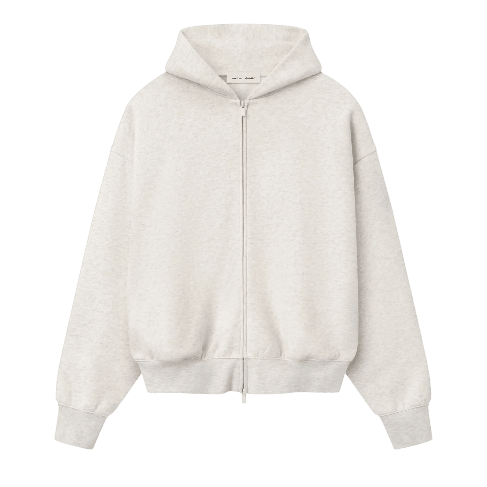Fear Of God Essentials Signature Classic Full Zip Hoodie Oatmeal Heather/Light Heather