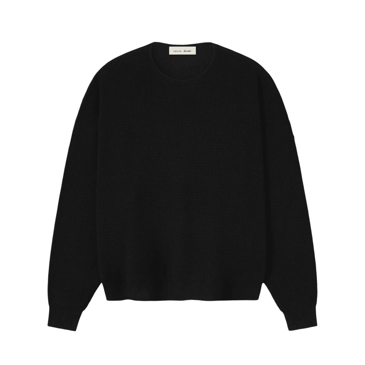Fear Of God Essentials Signature Waffle 90s Crewneck Sweater Vintage Black - Im Your Wardrobe
