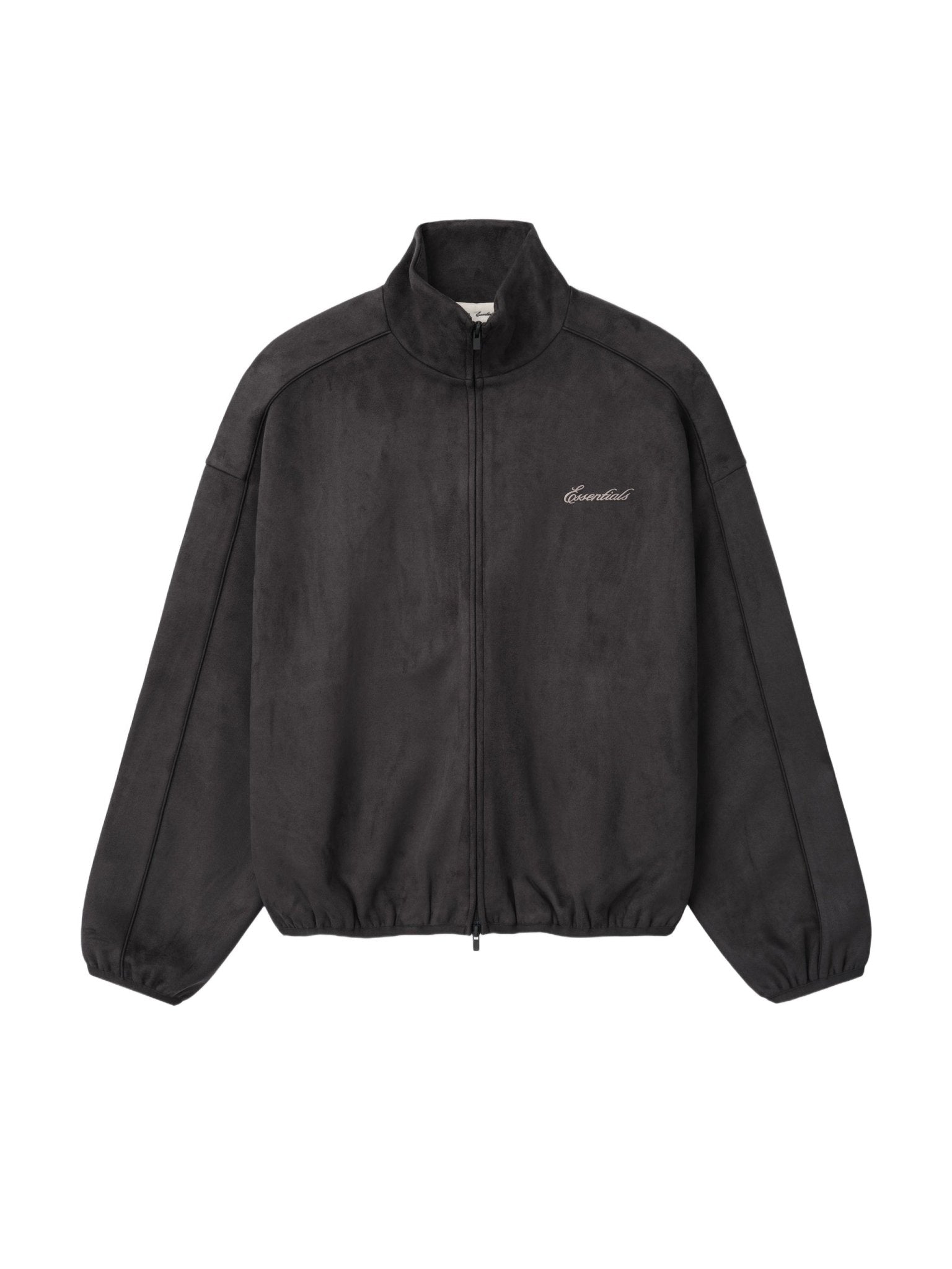 Fear of God Essentials Suede Fleece Signature Modern Track Jacket W/ Piping Ink Black - Im Your Wardrobe