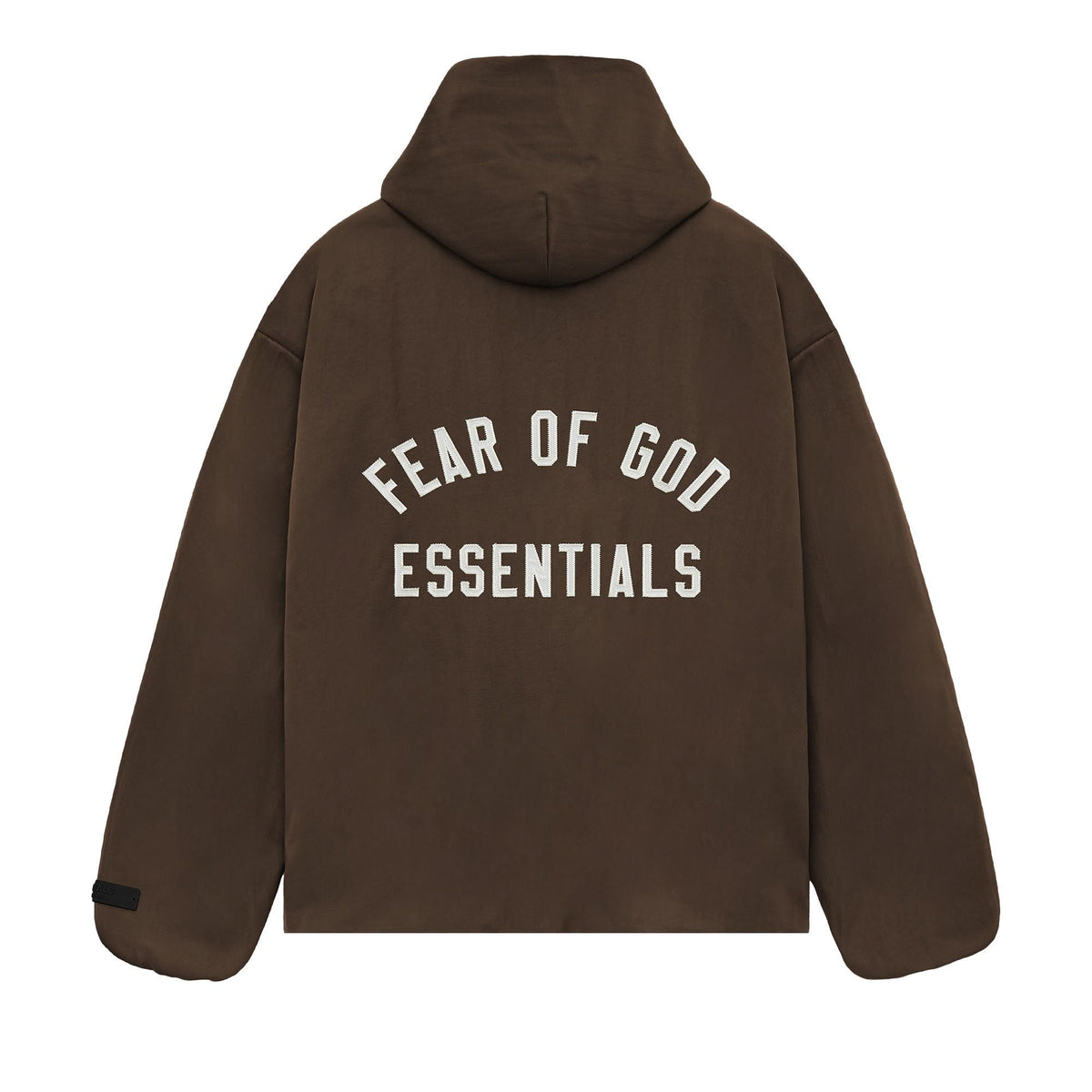 Fear of God Essentials Textured Nylon Hooded Coaches Jacket Brown (FW24) - Im Your Wardrobe