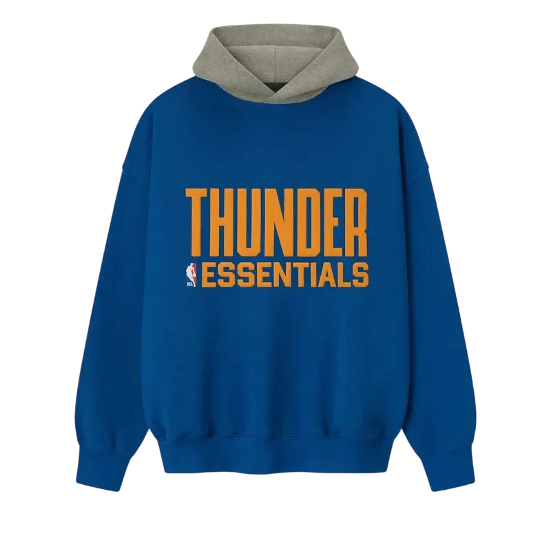 Fear of God Essentials Thunder Sport Hoodie Blue/Concrete Heather - Im Your Wardrobe