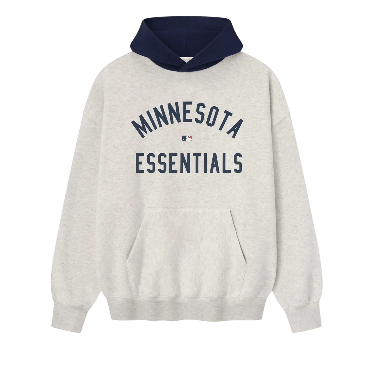 Fear of God Essentials Twins Sport Hoodie Oatmeal Heather/Midnight Navy - Im Your Wardrobe