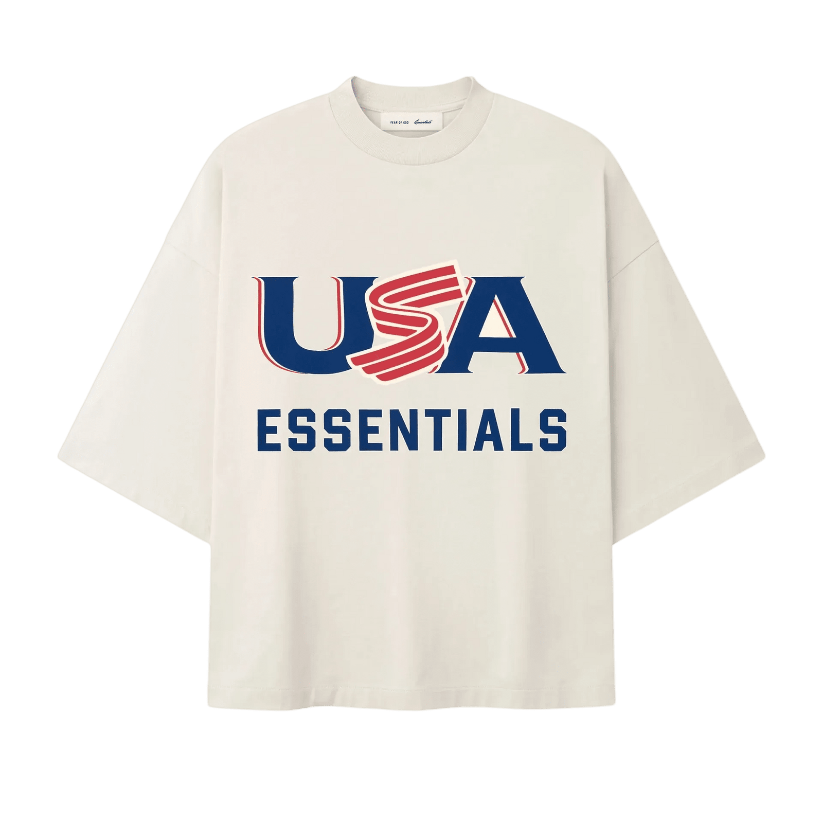 Fear Of God Essentials USA Baseball Merch Tee Oat