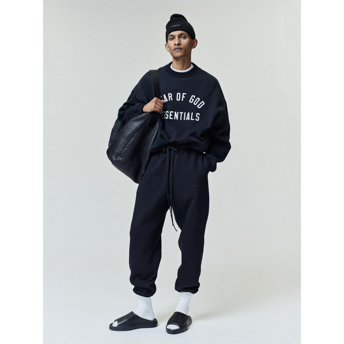 Fear of God Essentials Varsity 90s Crewneck Sweatshirt Vintage Black - Im Your Wardrobe