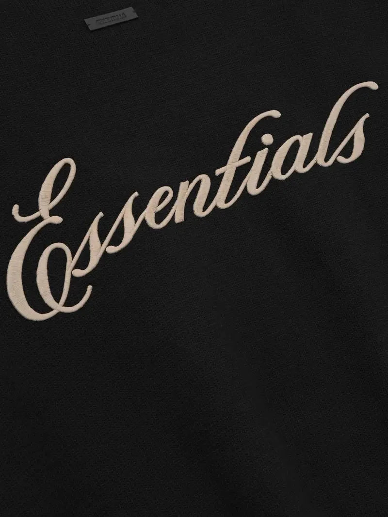 Fear of God Essentials Waffle Crewneck Sweater Vintage Black - Im Your Wardrobe