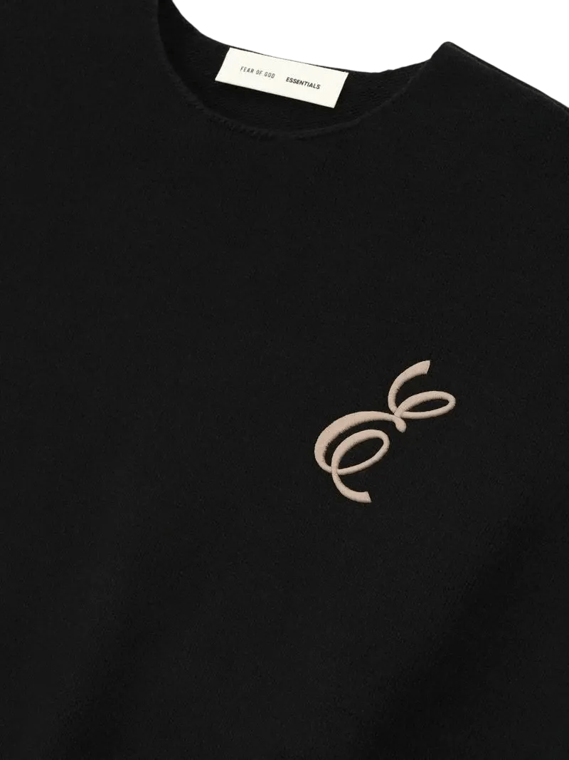 Fear of God Essentials Waffle Crewneck Sweater Vintage Black - Im Your Wardrobe
