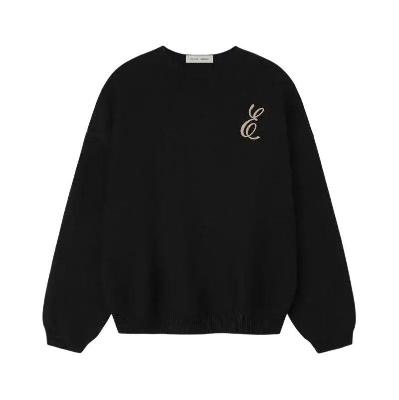 Fear of God Essentials Waffle Crewneck Sweater Vintage Black - Im Your Wardrobe