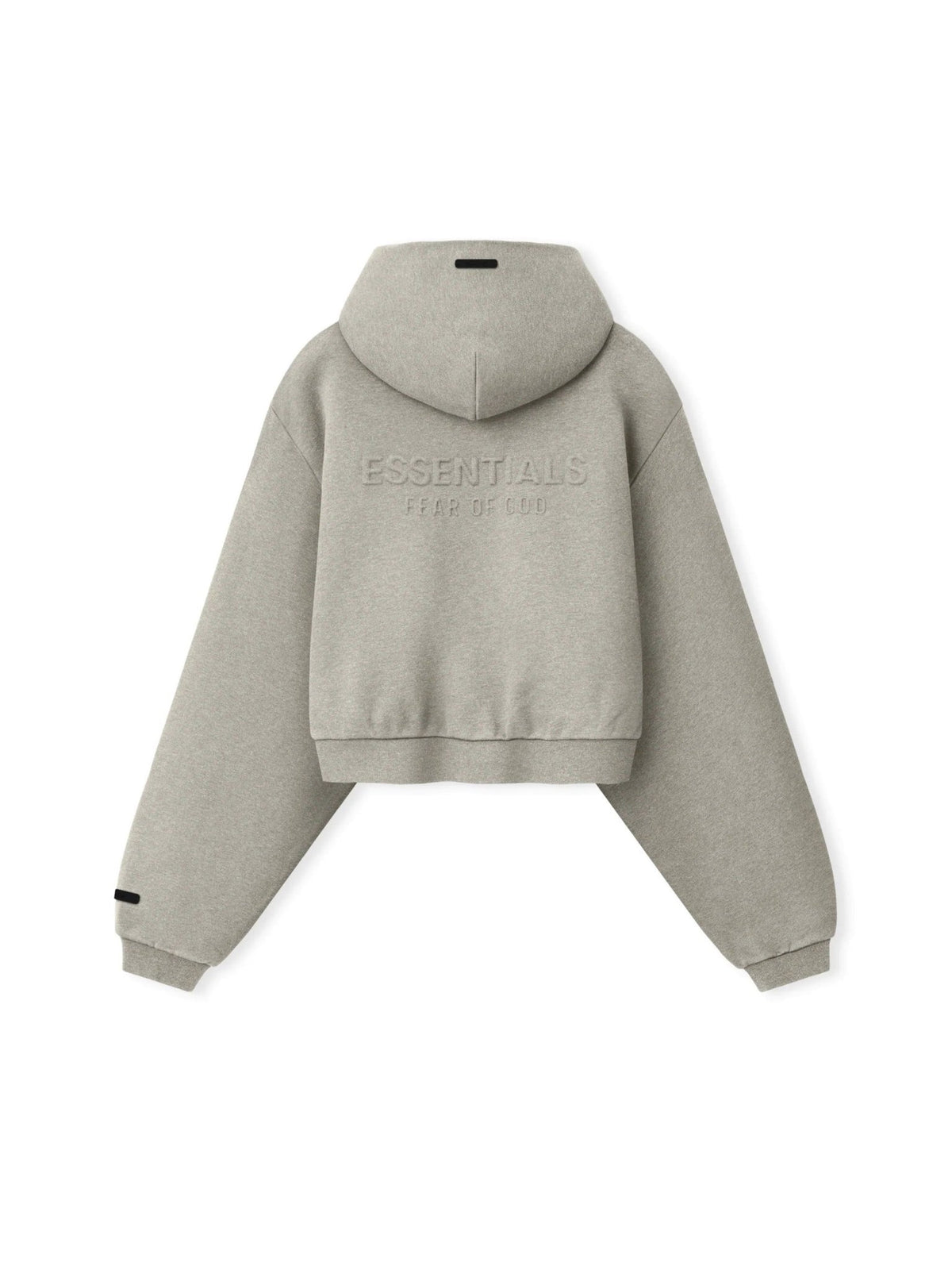 Fear of God Essentials Women's Embossed Cropped Zip-Up Hoodie Warm Heather - Im Your Wardrobe