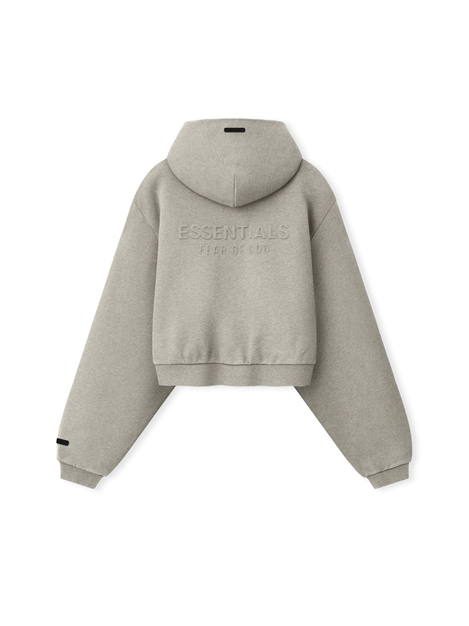 Fear of God Essentials Women's Embossed Cropped Zip-Up Hoodie Warm Heather - Im Your Wardrobe