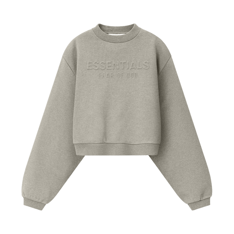 Fear of God Essentials Women's Embossed Modern Cropped Crewneck Warm Heather (FW26) - Im Your Wardrobe