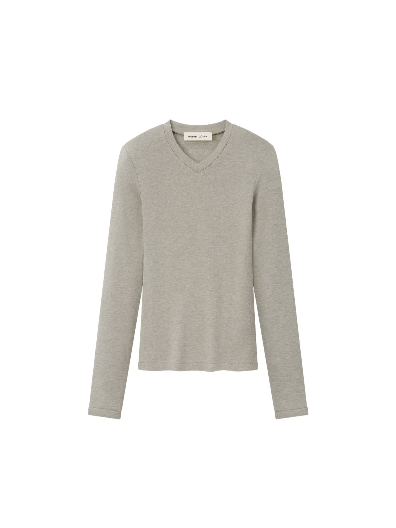 Fear of God Essentials Women's Longsleeve V-Neck Pyrite Heather - Im Your Wardrobe