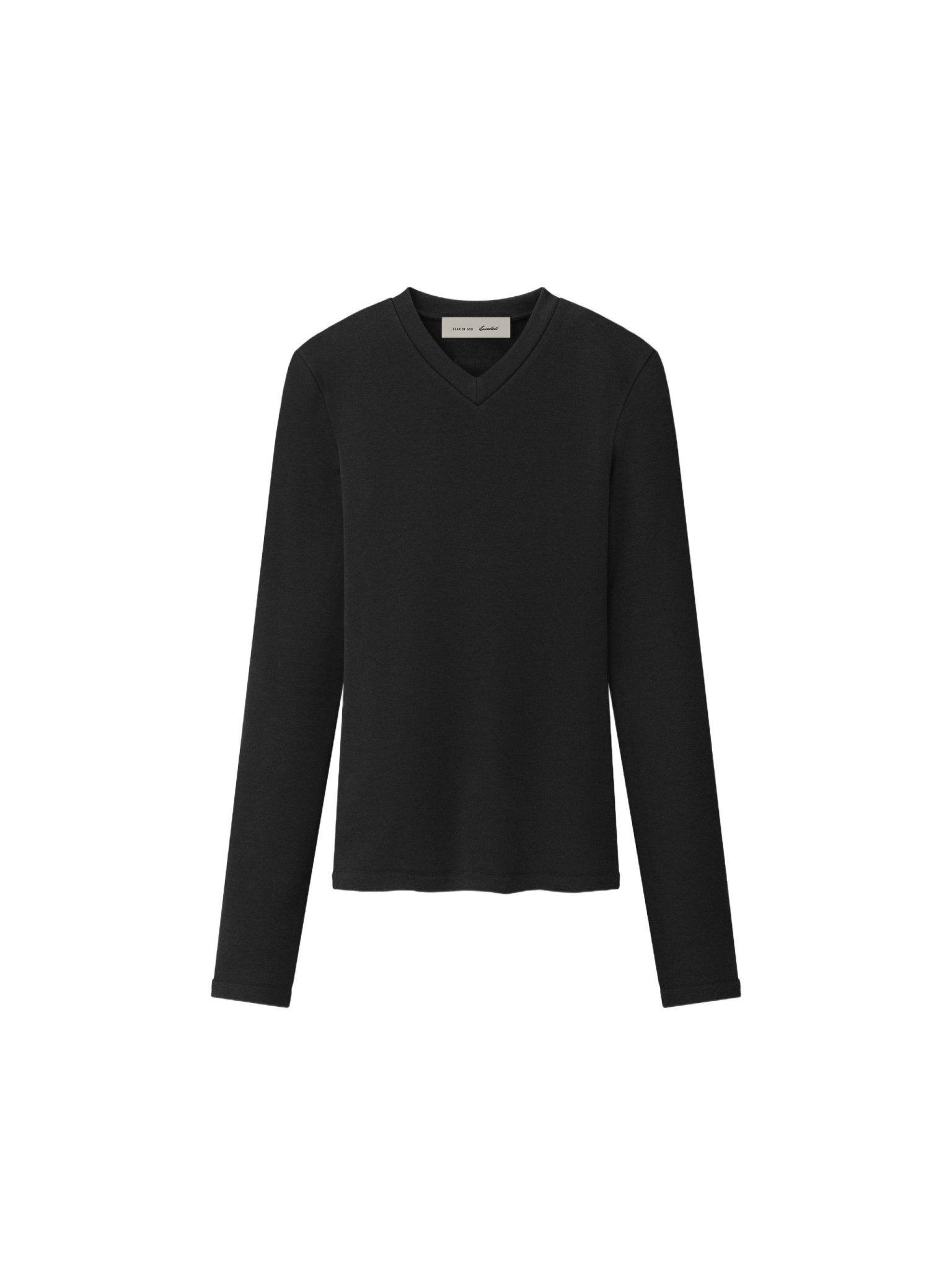 Fear of God Essentials Women's Longsleeve V-Neck Vintage Black - Im Your Wardrobe