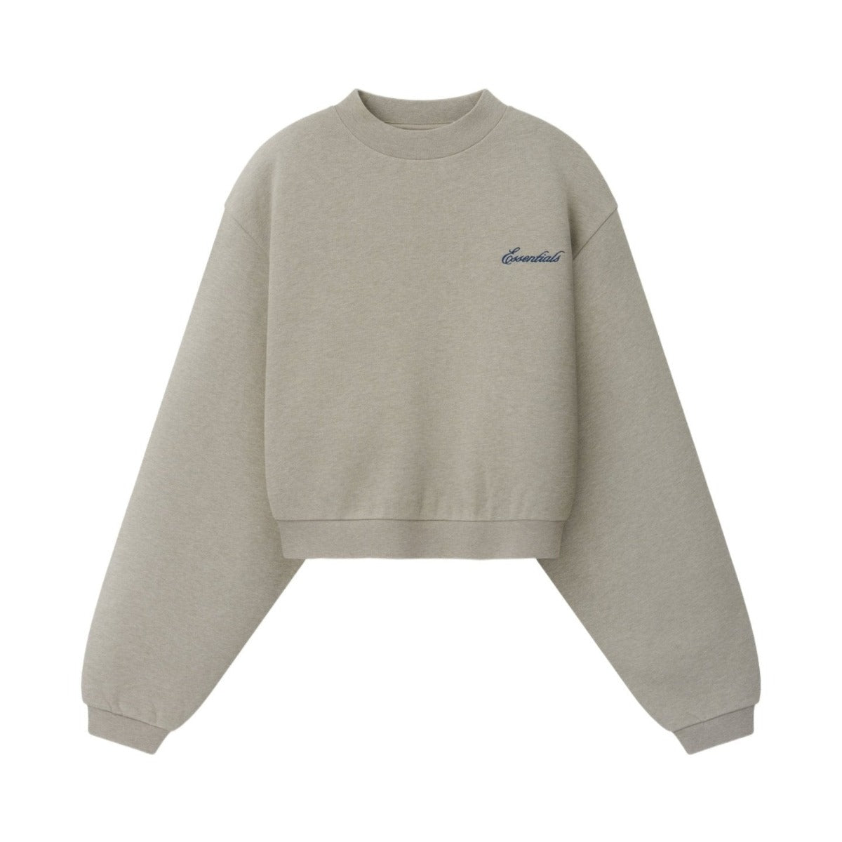 Fear of God Essentials Women's Modern Cropped Crewneck Sweatshirt Pyrite Heather - Im Your Wardrobe