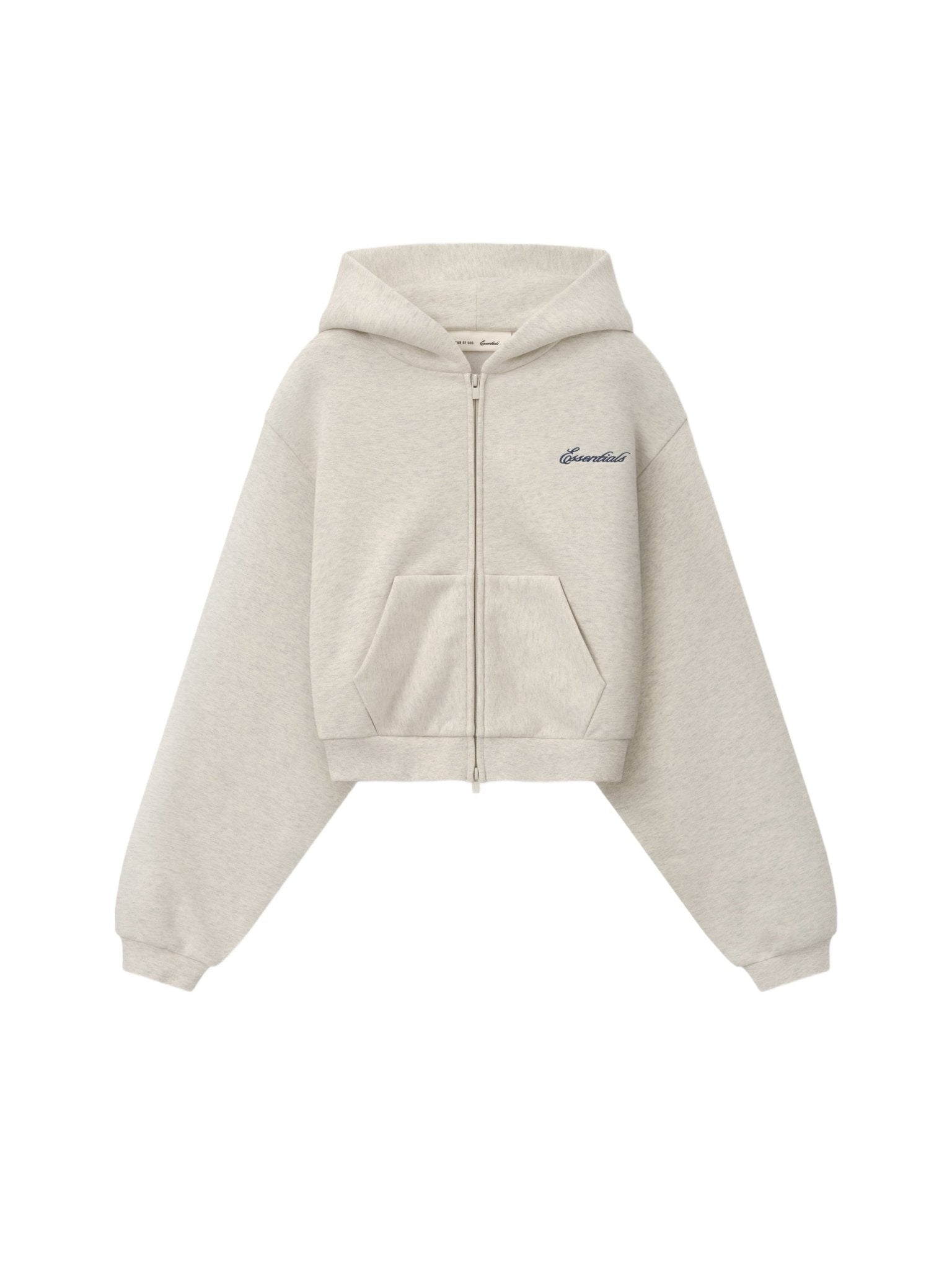 Fear of God Essentials Women's Modern Cropped Zip Hoodie Marble Heather - Im Your Wardrobe
