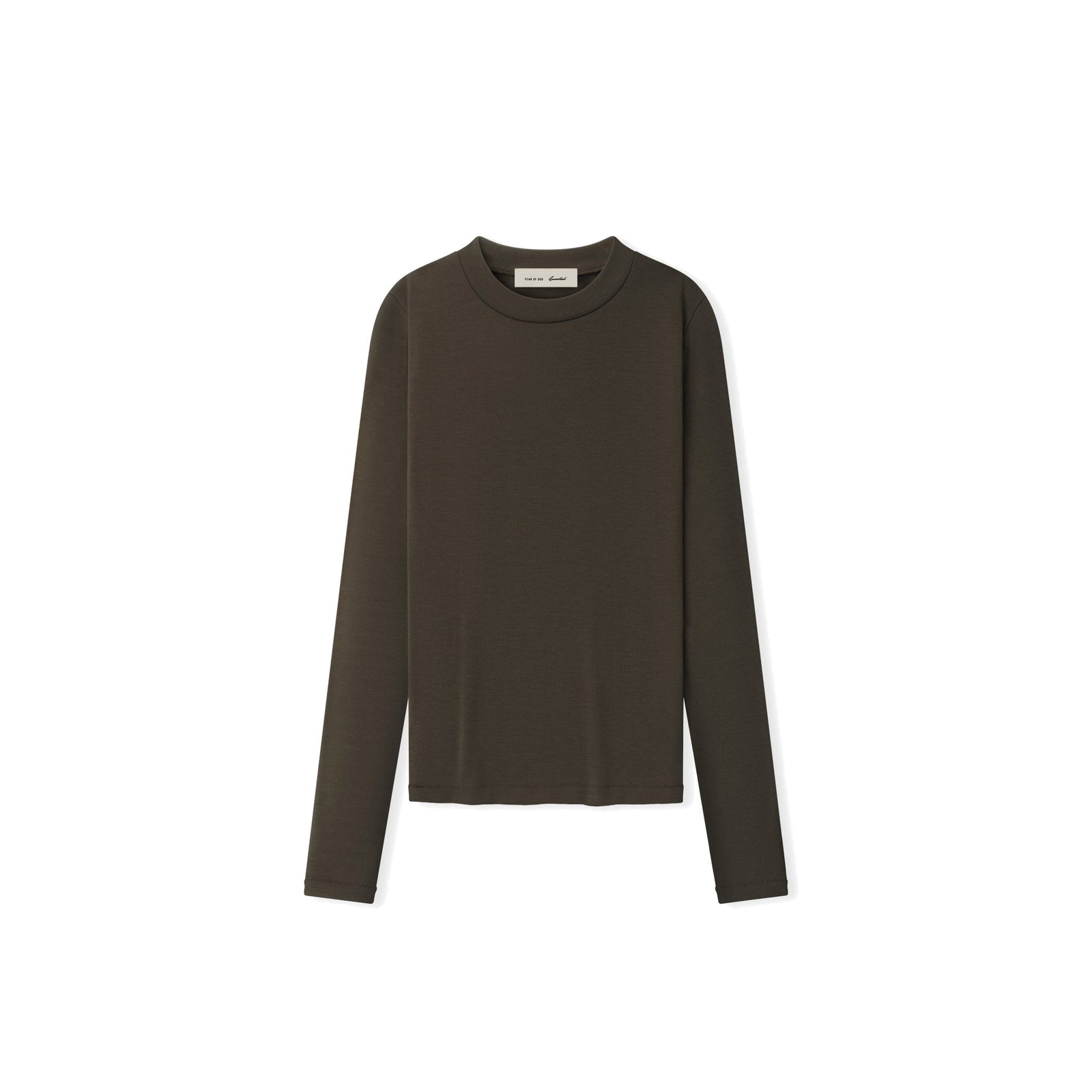 Fear of God Essentials Women's Rib Fitted Long Sleeve Tee Brown - Im Your Wardrobe