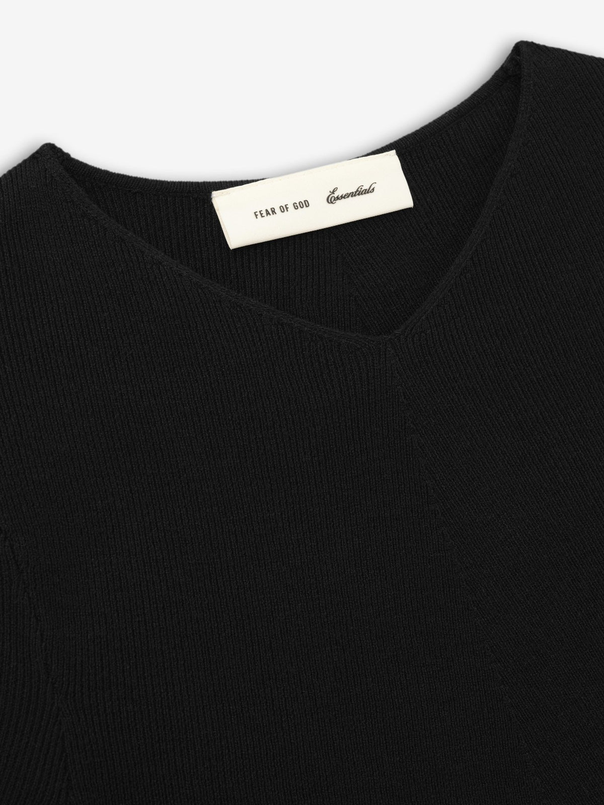 Fear of God Essentials Women's Rib Knit Chevron V-Neck Vintage Black - Im Your Wardrobe