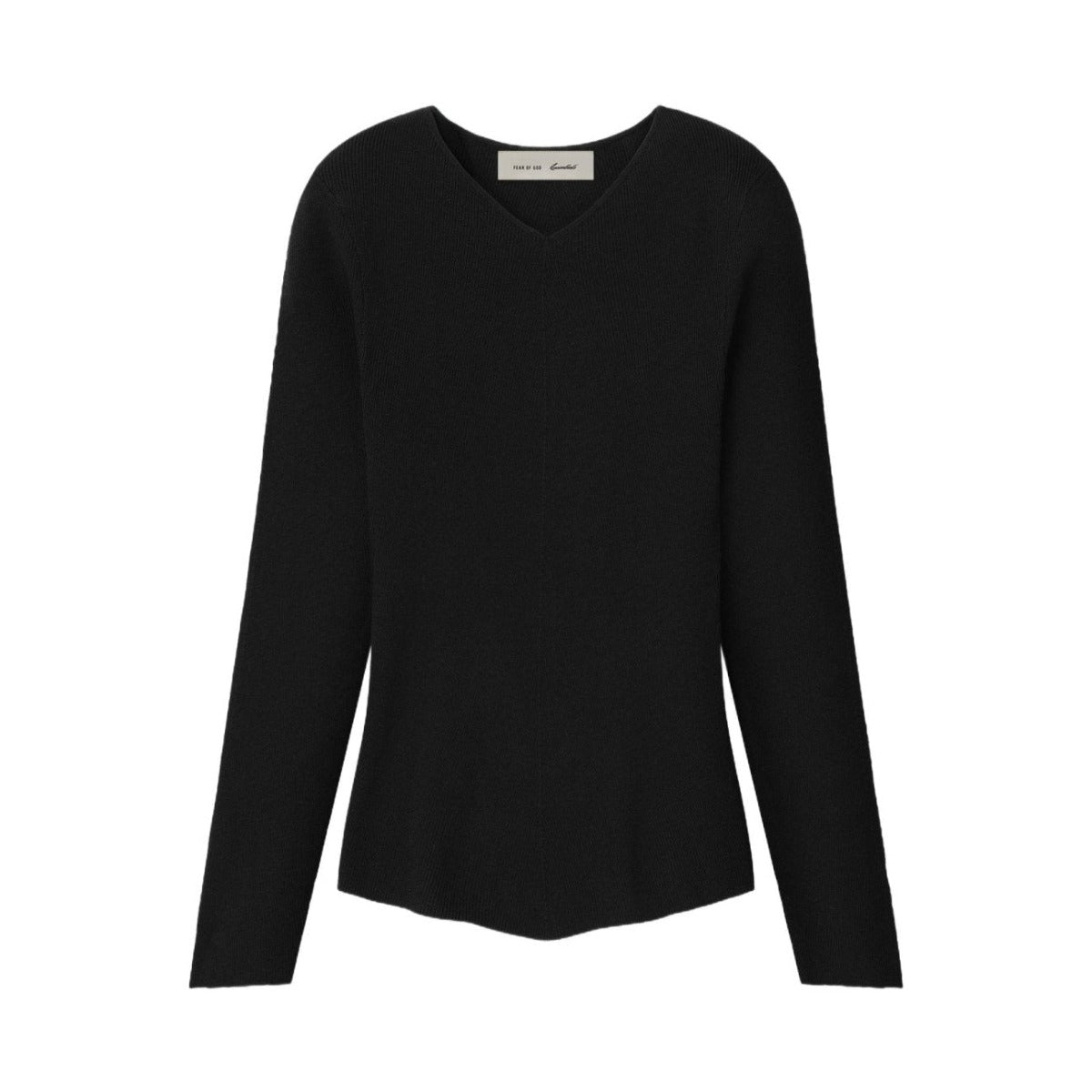 Fear of God Essentials Women's Rib Knit Chevron V-Neck Vintage Black - Im Your Wardrobe