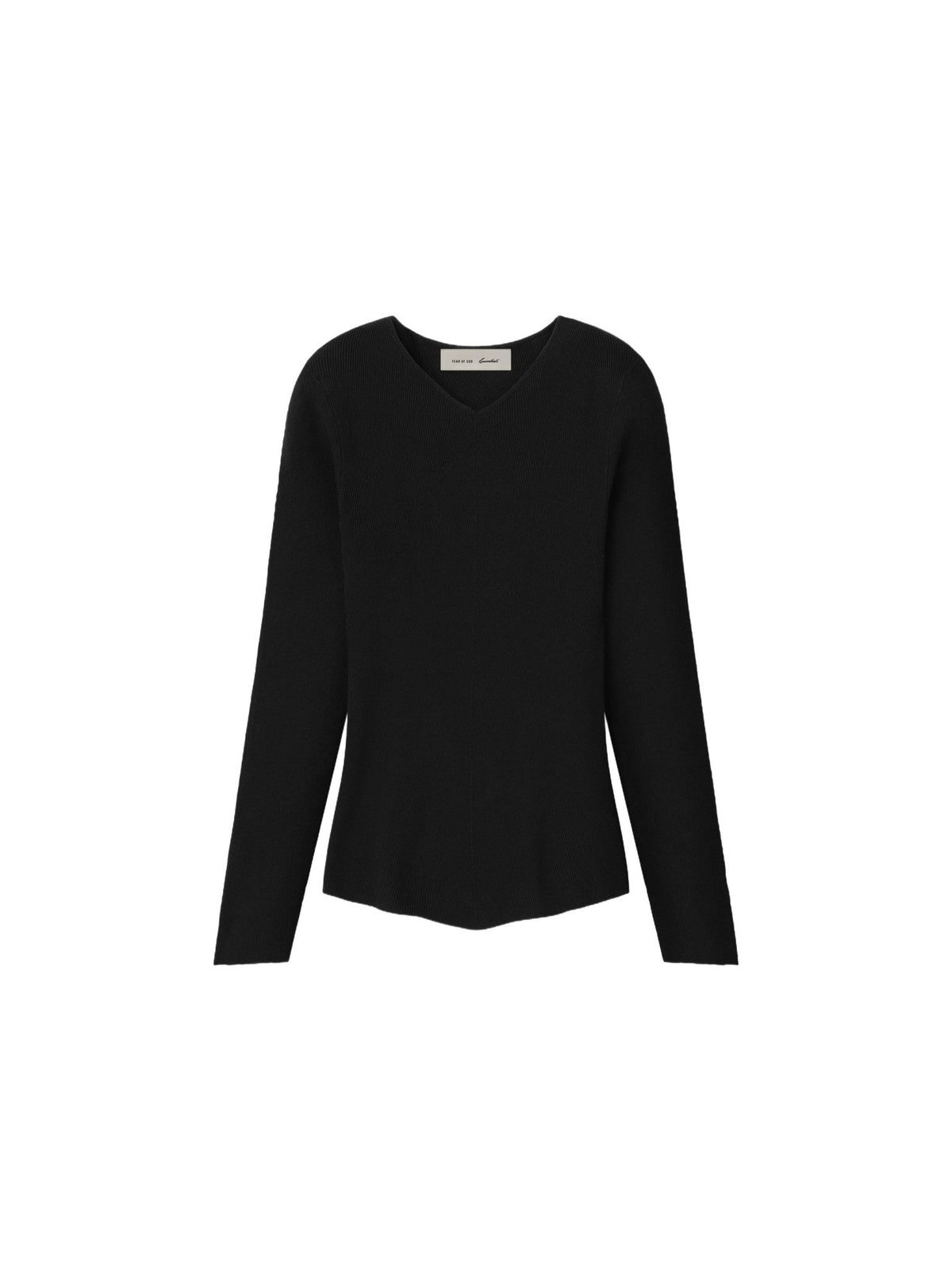 Fear of God Essentials Women's Rib Knit Chevron V-Neck Vintage Black - Im Your Wardrobe