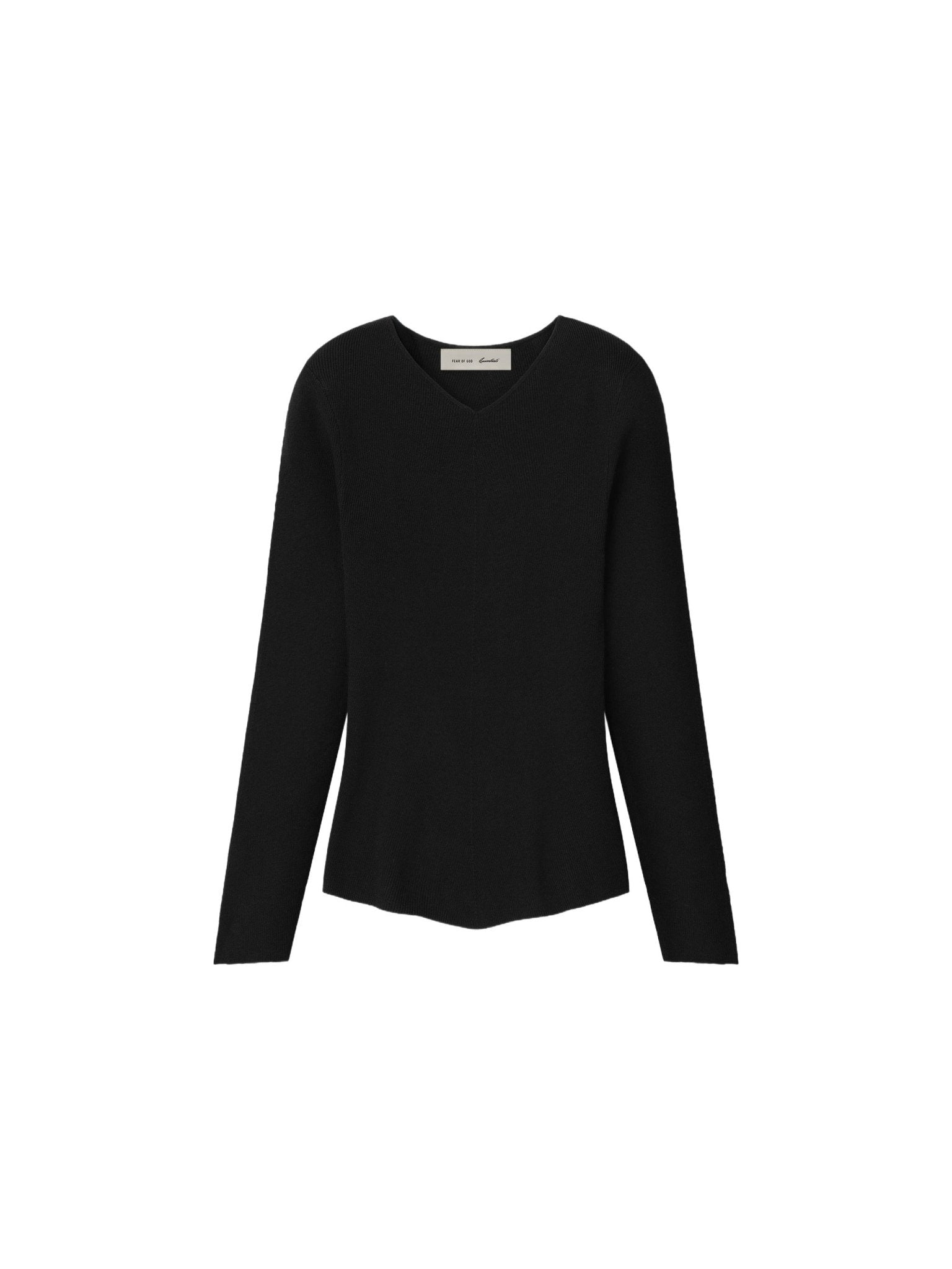 Fear of God Essentials Women's Rib Knit Chevron V-Neck Vintage Black - Im Your Wardrobe
