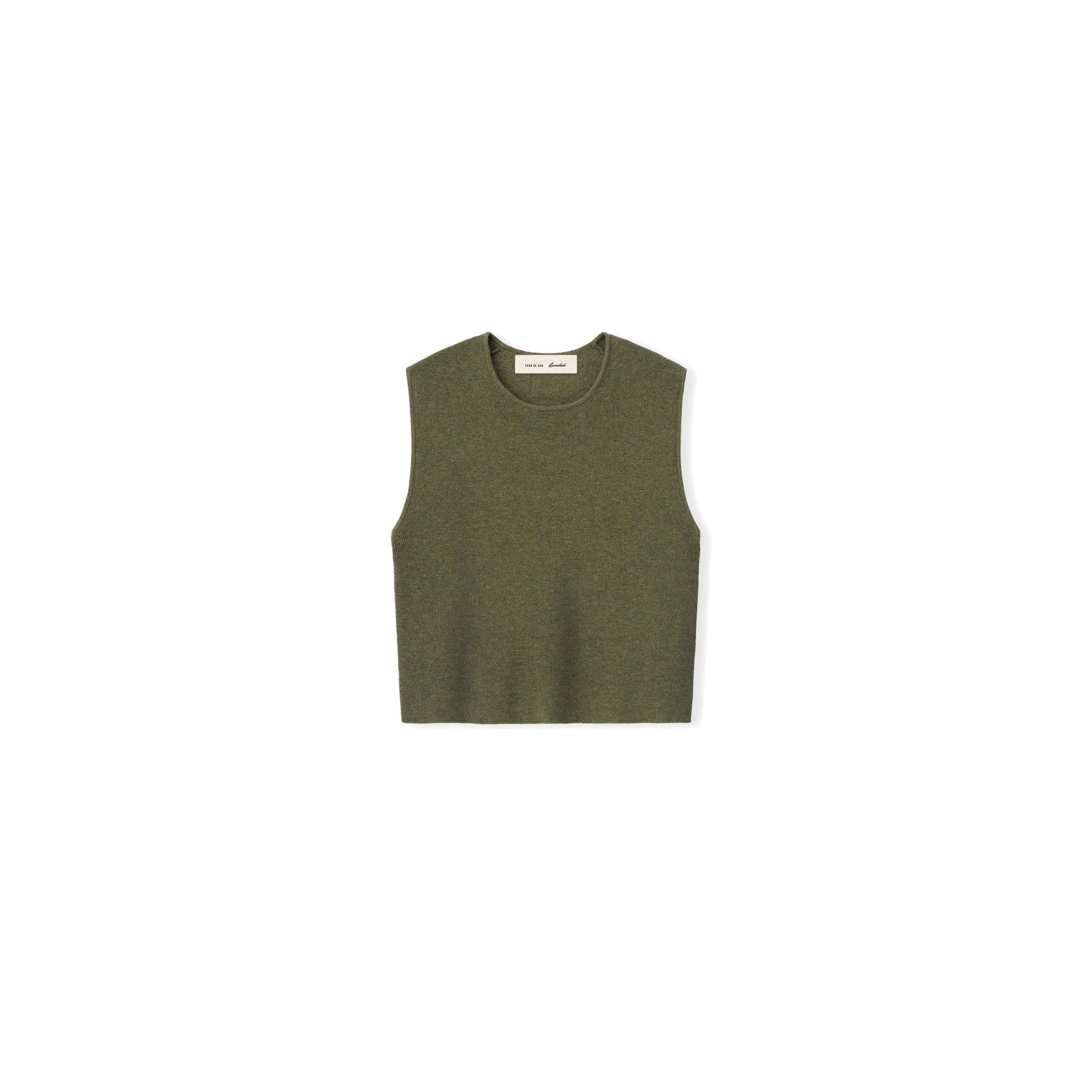 Fear of God Essentials Women's Rib Knit Crop Top Moss - Im Your Wardrobe
