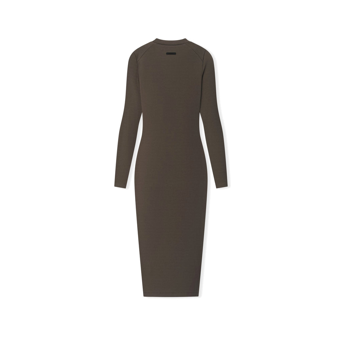 Fear of God Essentials Women's Rib Knit Fitted Long Sleeve Dress Brown