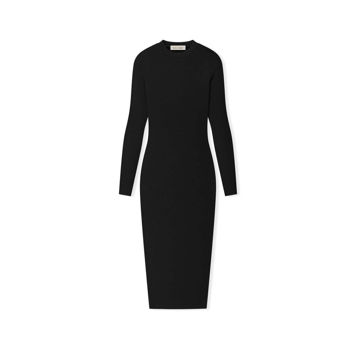 Fear of God Essentials Women's Rib Knit Fitted Long Sleeve Dress Vintage Black