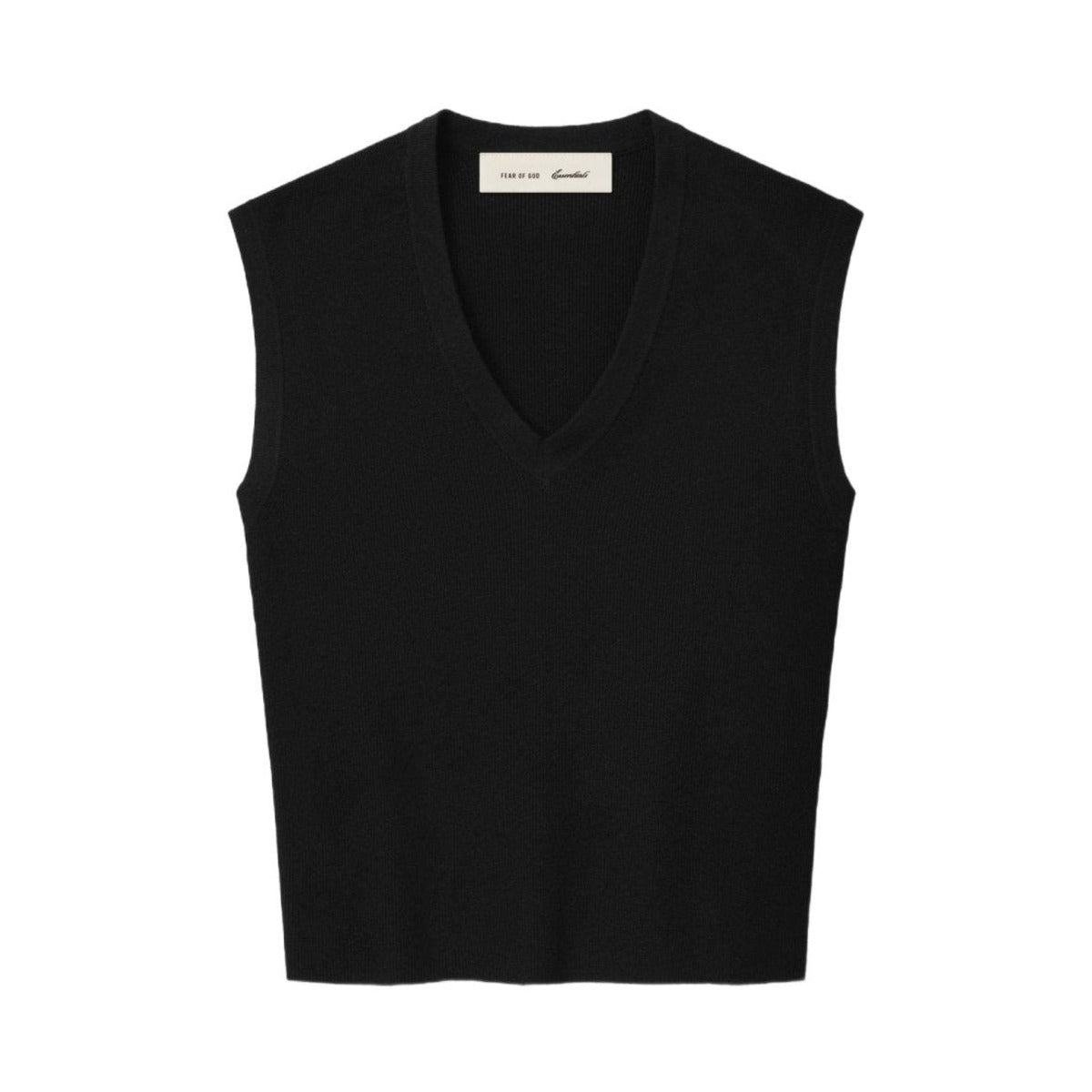 Fear of God Essentials Women's Rib Knit V-Neck Cropped Tank Vintage Black - Im Your Wardrobe