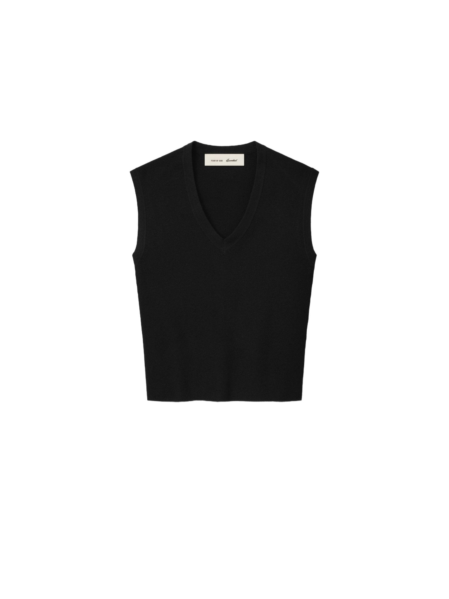 Fear of God Essentials Women's Rib Knit V-Neck Cropped Tank Vintage Black - Im Your Wardrobe