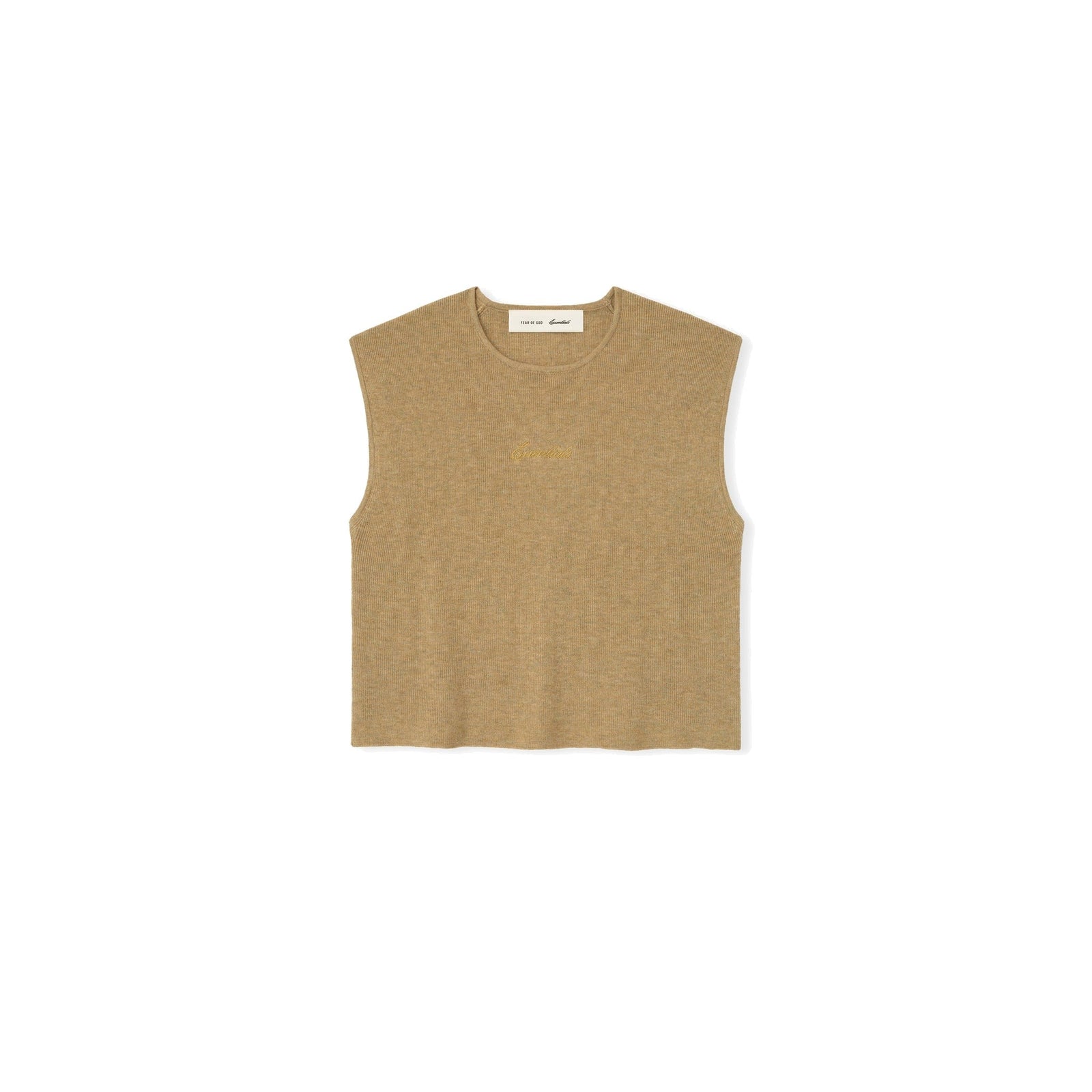 Fear of God Essentials Women's Signature Rib Knit Cropped Top Dune - Im Your Wardrobe
