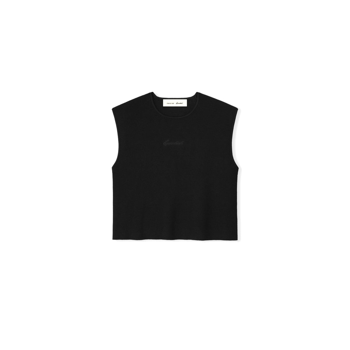 Fear of God Essentials Women's Signature Rib Knit Cropped Top Vintage Black - Im Your Wardrobe