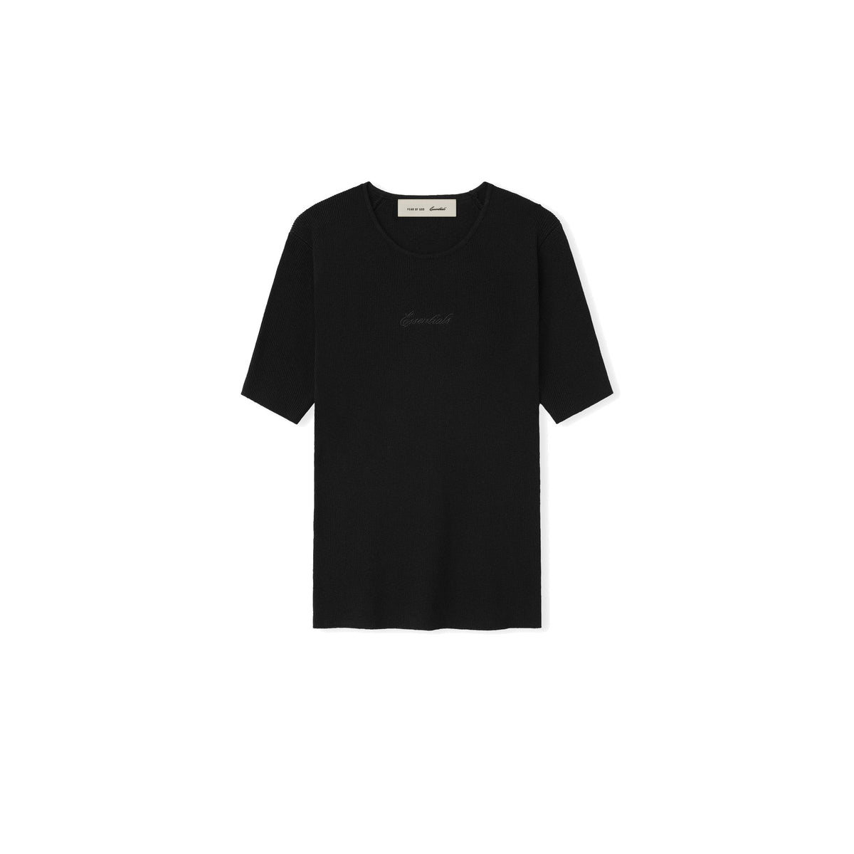 Fear of God Essentials Women's Signature Rib Knit Fitted Short Sleeve Tee Vintage Black