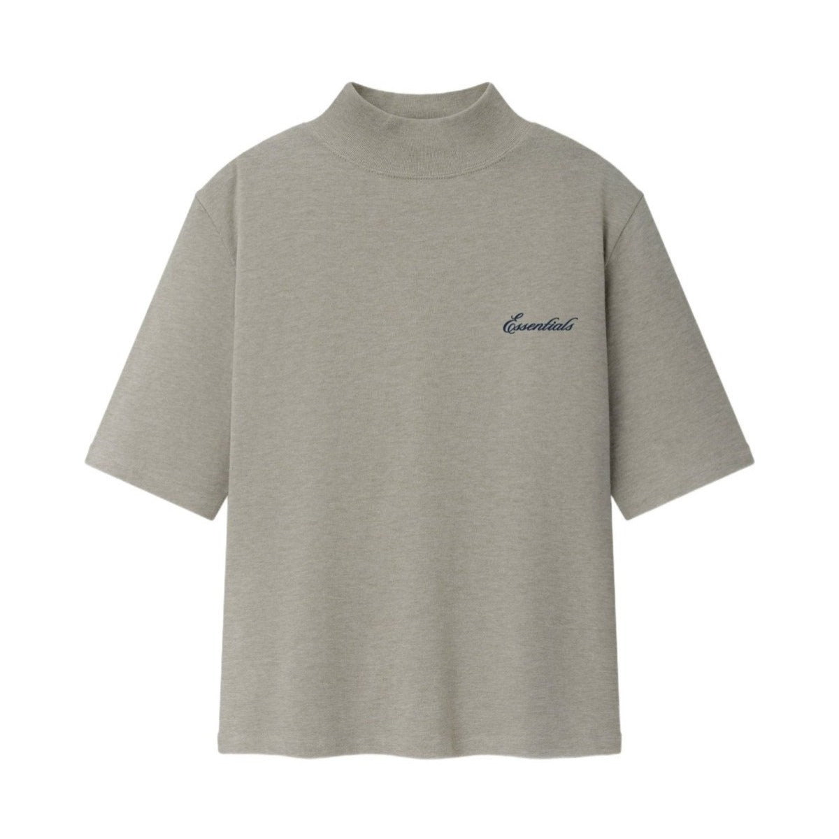 Fear of God Essentials Women's Slim Mock Neck Tee Pyrite Heather - Im Your Wardrobe