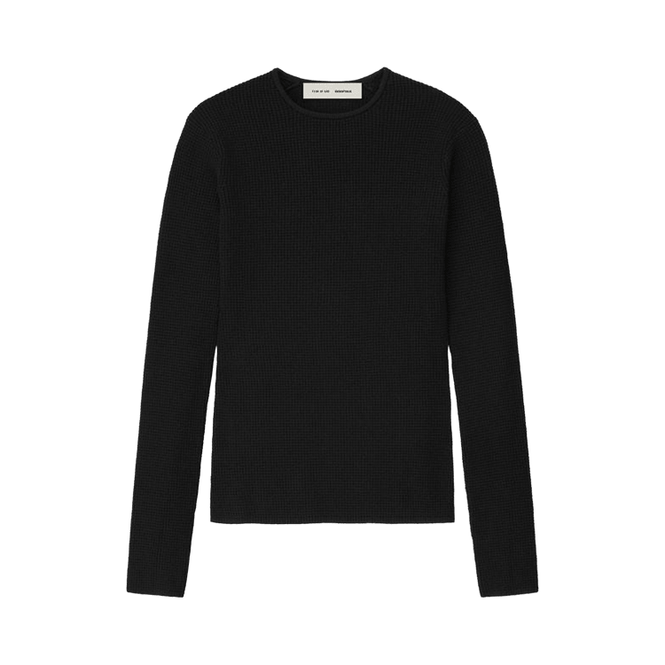Fear of God Essentials Women's Waffle Long-Sleeve Top Vintage Black (FW25) - Im Your Wardrobe