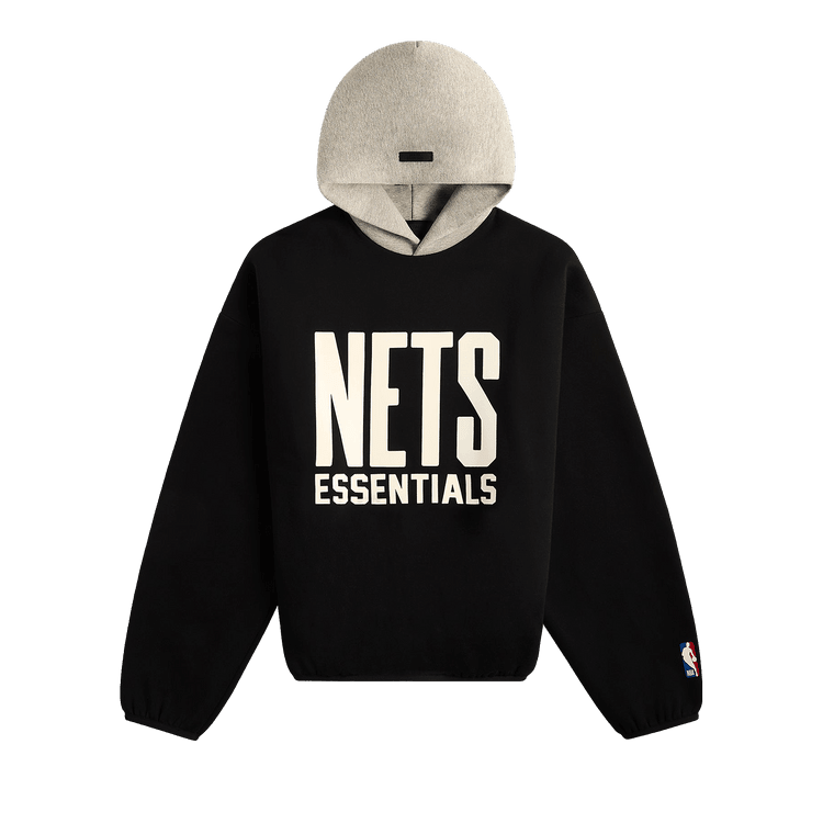 Fear of God Essentials x NBA Brooklyn Nets Hoodie Black White (FW24) - Im Your Wardrobe