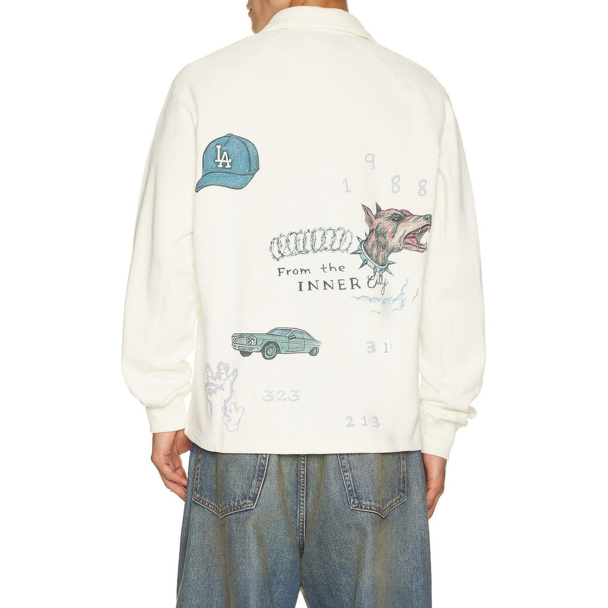 Honor The Gift All Over LA Fleece Coaches Jacket Bone - Im Your Wardrobe