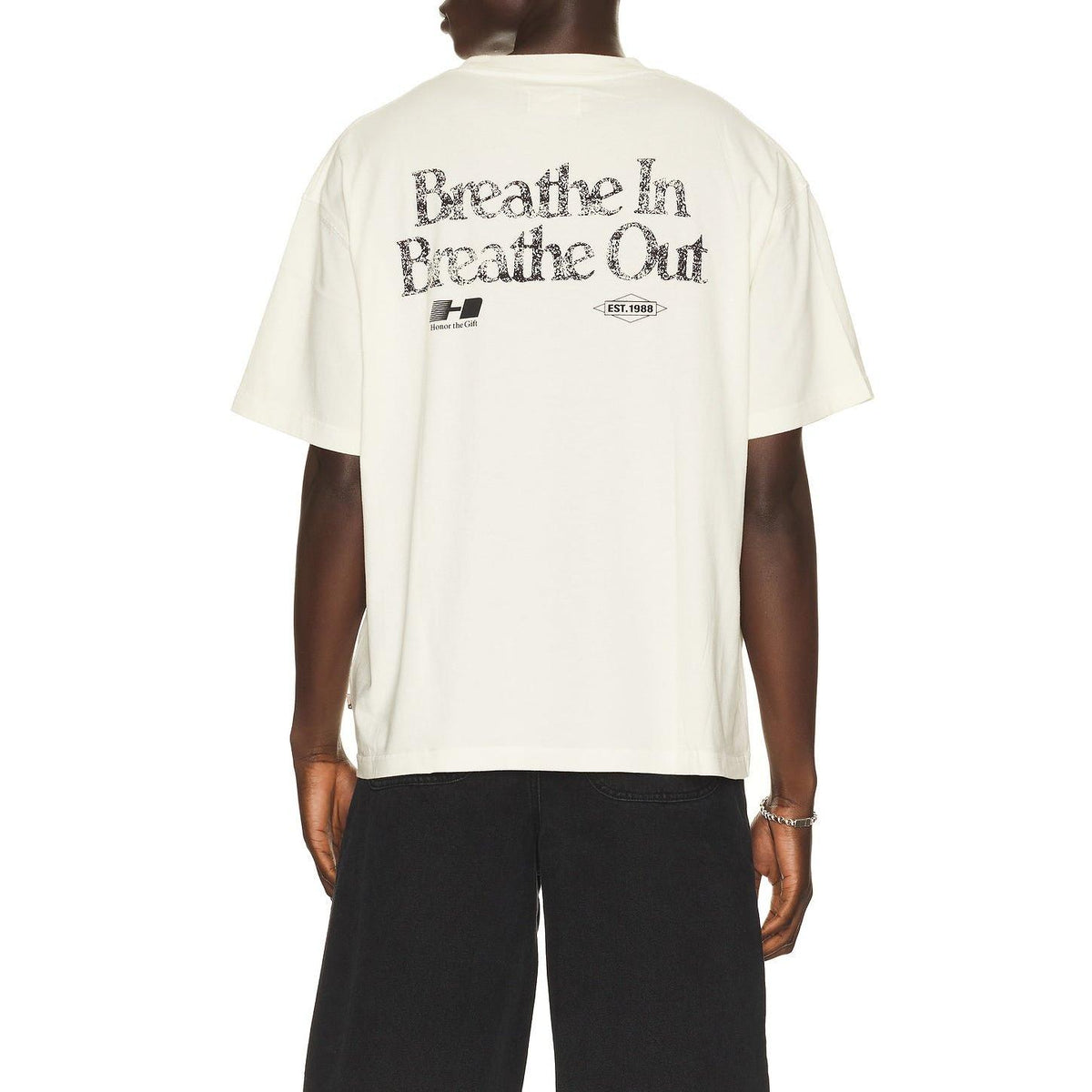 Honor The Gift Breathe In Breathe Out Short Sleeve T-Shirt White - Im Your Wardrobe