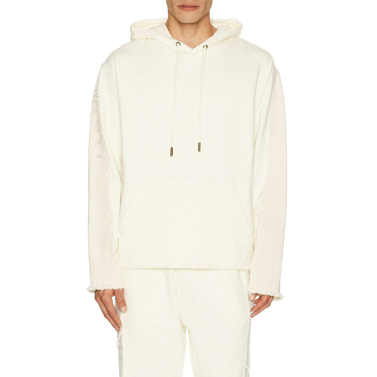Honor The Gift Denim Panel Hoodie Bone - Im Your Wardrobe