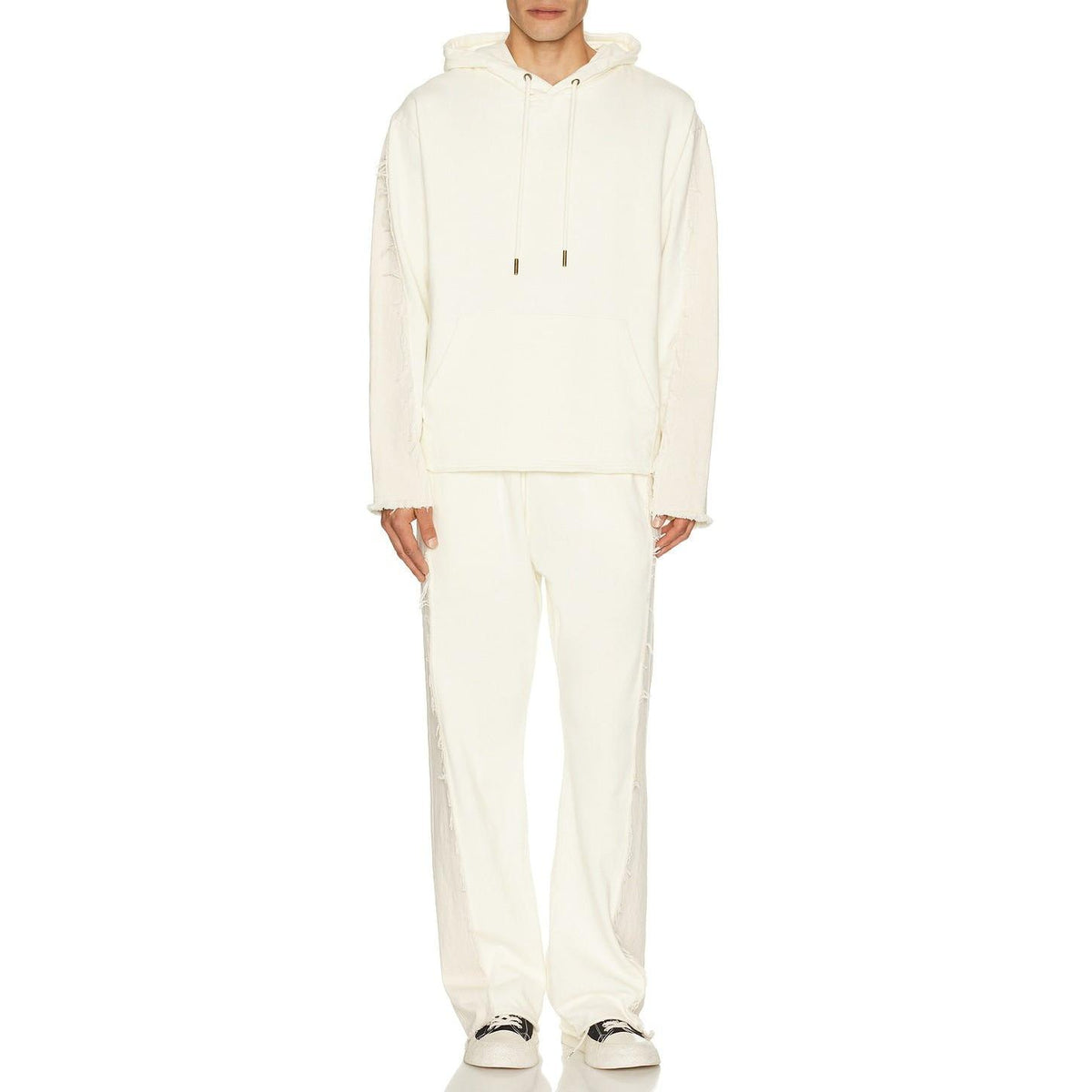 Honor The Gift Denim Panel Hoodie Bone - Im Your Wardrobe