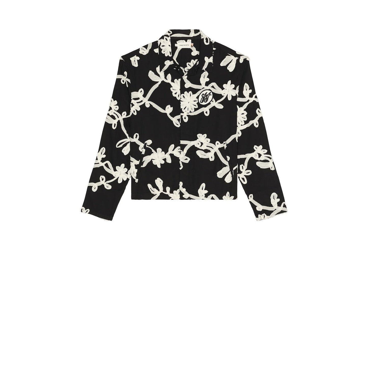 Honor The Gift Floral Ribbon Button Up Black - Im Your Wardrobe