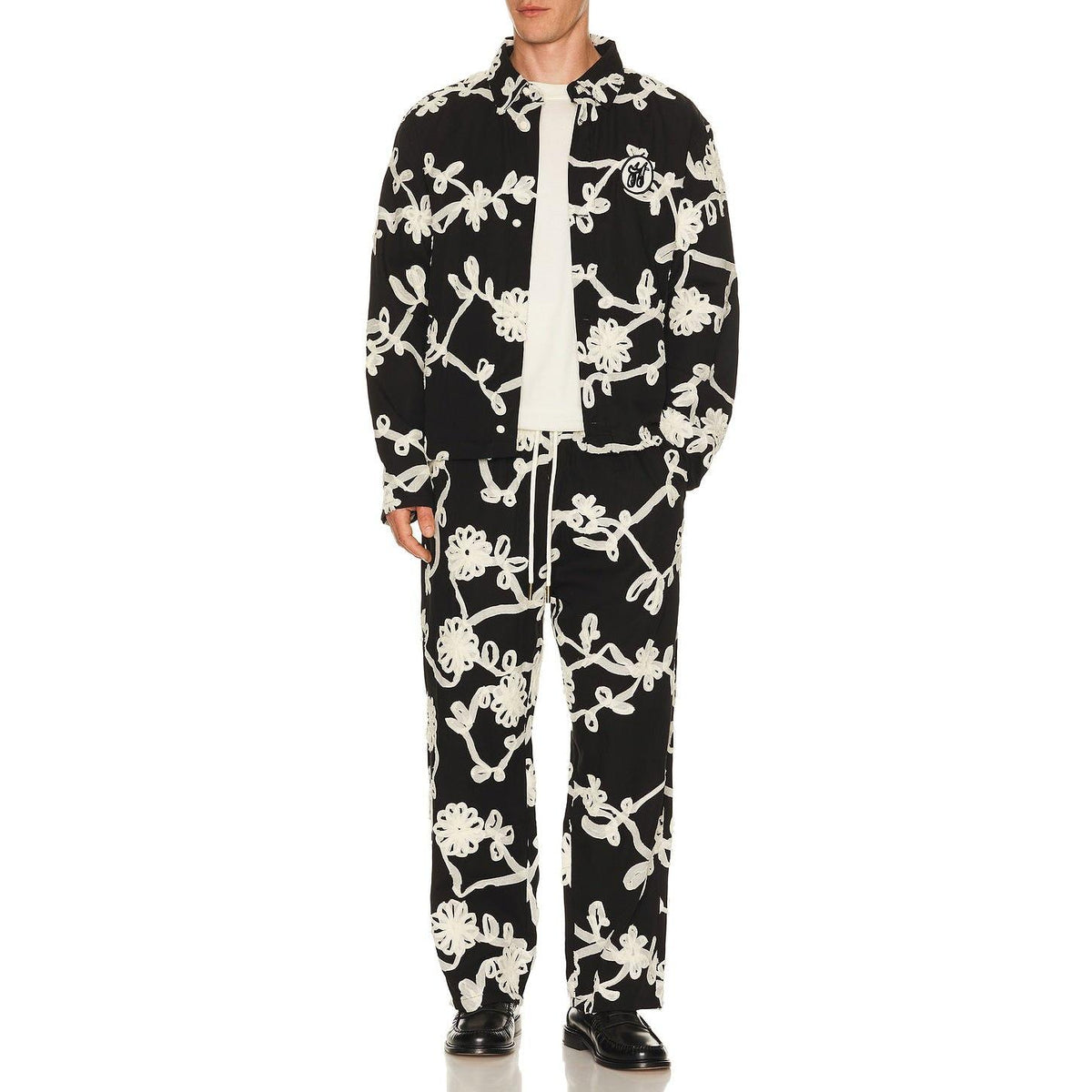 Honor The Gift Floral Ribbon Button Up Black - Im Your Wardrobe