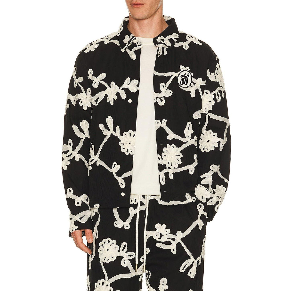 Honor The Gift Floral Ribbon Button Up Black - Im Your Wardrobe