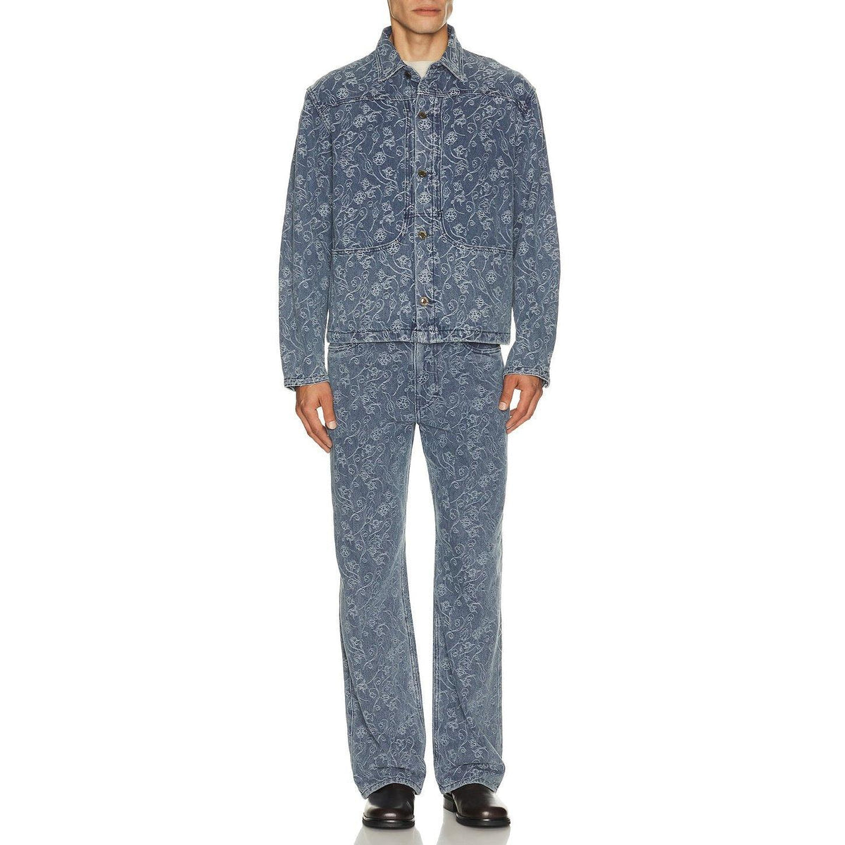 Honor The Gift Floral Utility Jacket Light Indigo - Im Your Wardrobe