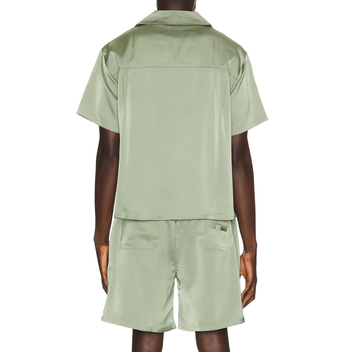 Honor The Gift Satin Chest Logo Camp Collar Shirt Sage - Im Your Wardrobe