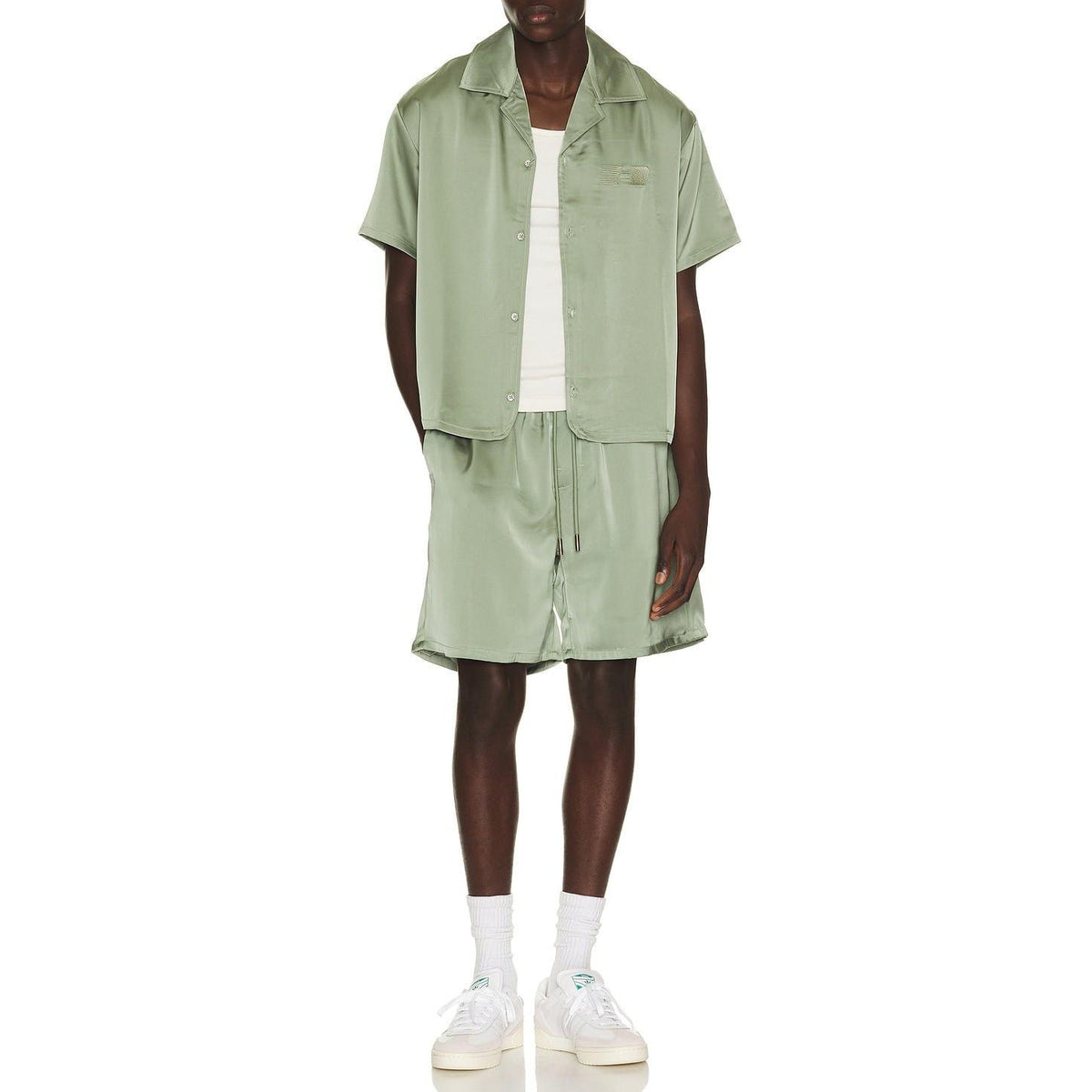 Honor The Gift Satin Drawcord 7" Shorts Sage - Im Your Wardrobe